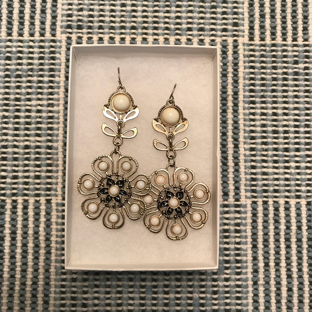 Floral & Gold Earrings
